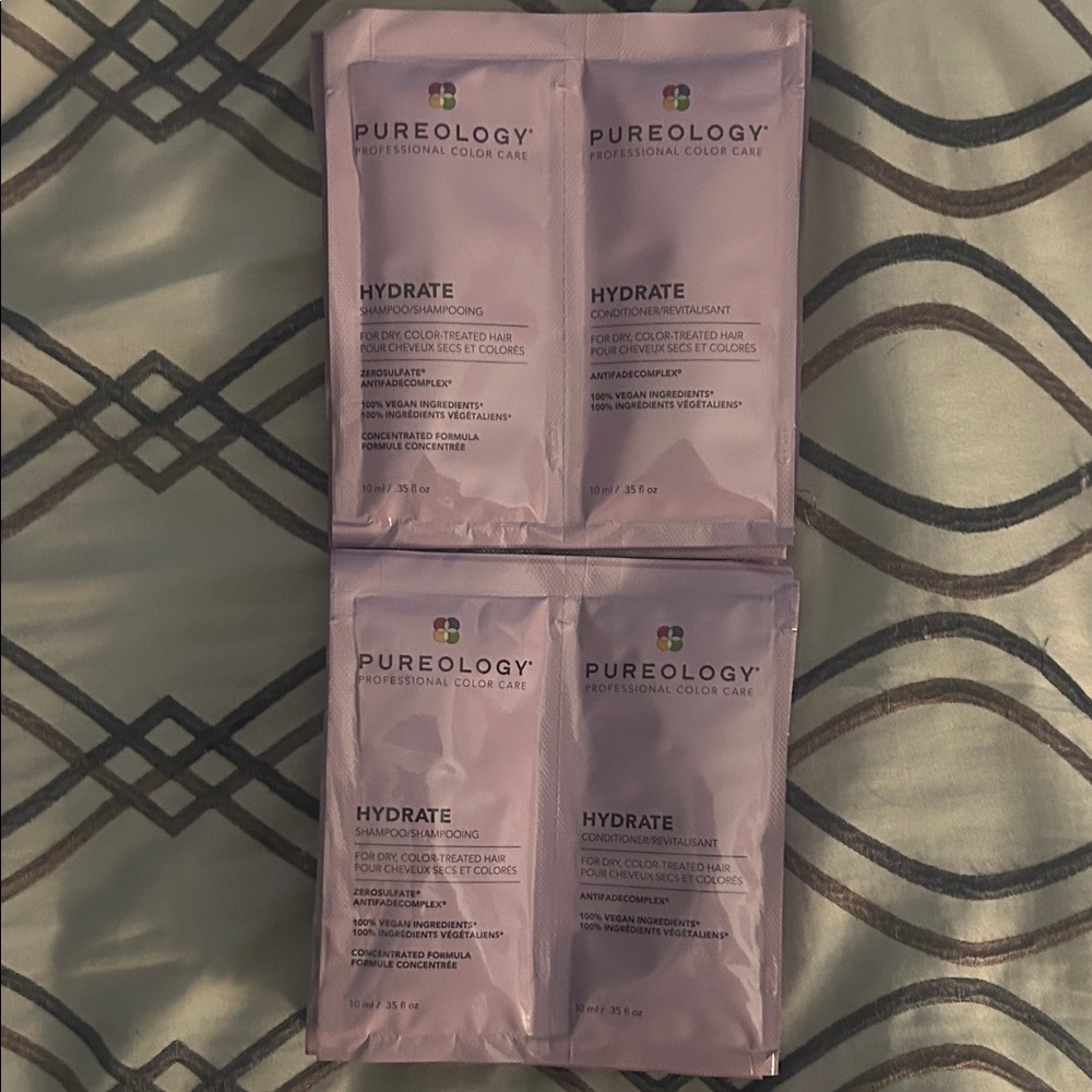 x10 Pureology Hydrate Shampoo & Conditioner Packets (10 sets)